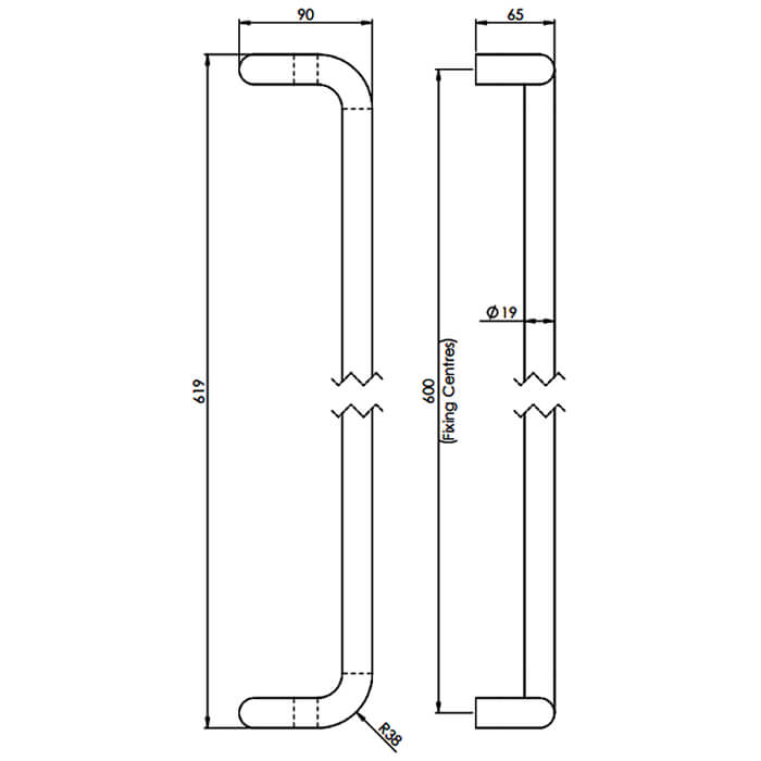 Carlisle Brass Eurospec Steelworx Contemporary Cranked Pull Handle