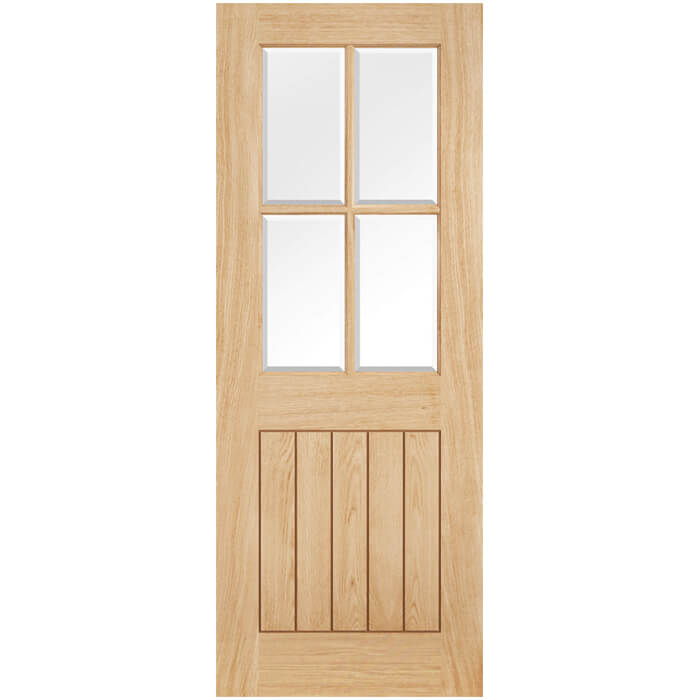 Joseph Miles Suffolk Internal Door with 5 Panel and 4 Clear Glazed Light - Unfinished Oak