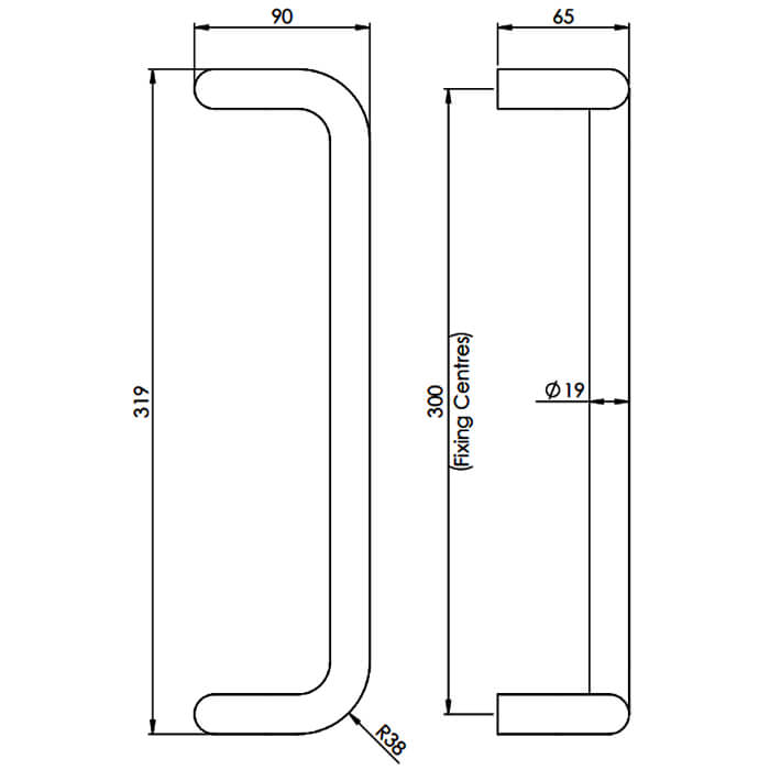 Carlisle Brass Eurospec Steelworx Contemporary Cranked Pull Handle