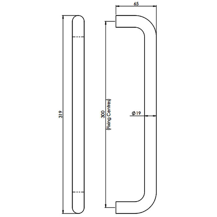 Carlisle Brass Eurospec Steelworx Contemporary D-Shaped Pull Handle