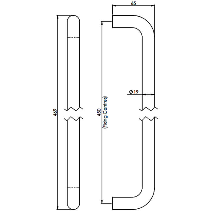 Carlisle Brass Eurospec Steelworx Contemporary D-Shaped Pull Handle