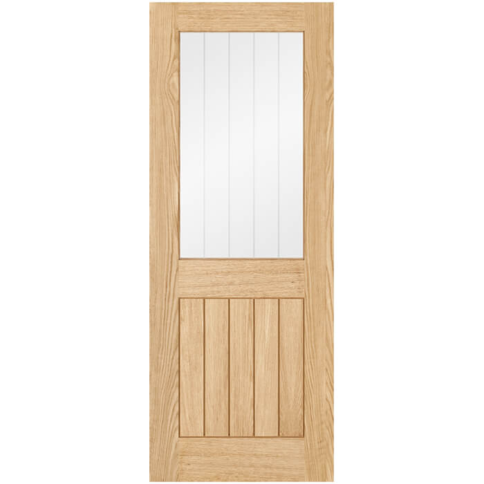 Joseph Miles Suffolk Internal Door with 5 Panel and 1 Clear Glazed Light - Prefinished Oak