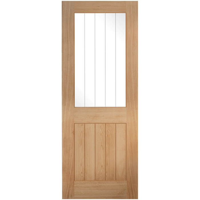 LPD Suffolk Internal Door with 5 Panel and 1 Clear Glazed Light - Unfinished Oak