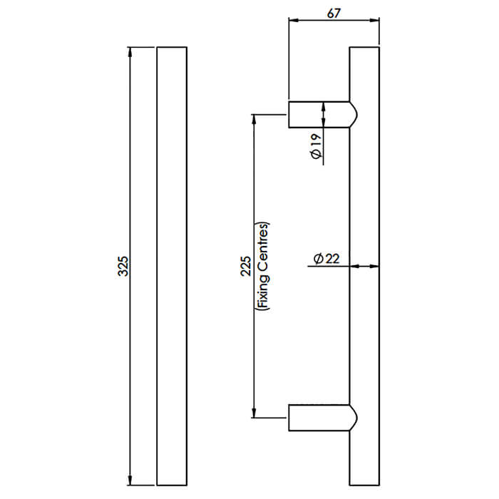 Carlisle Brass Eurospec Steelworx Straight T Pull Handle