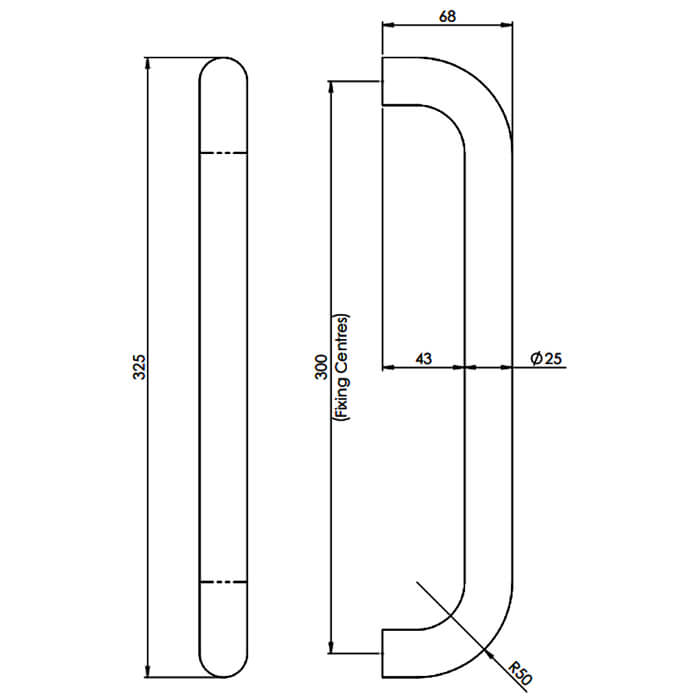 Carlisle Brass Eurospec Steelworx Heavy Duty Tubular D Pull Handle