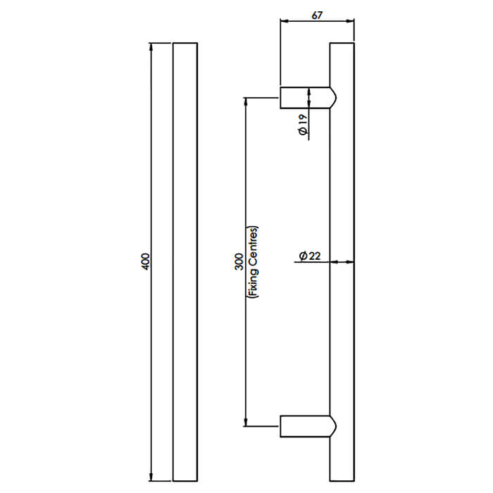 Carlisle Brass Eurospec Steelworx Straight T Pull Handle