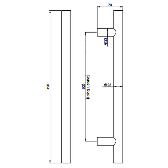 Carlisle Brass Eurospec Steelworx Straight T Pull Handle