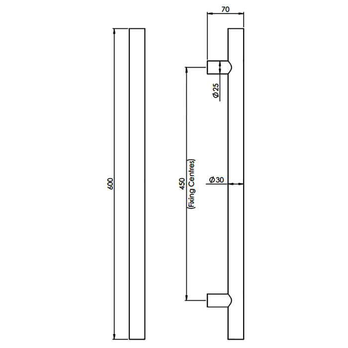 Carlisle Brass Eurospec Steelworx Straight T Pull Handle