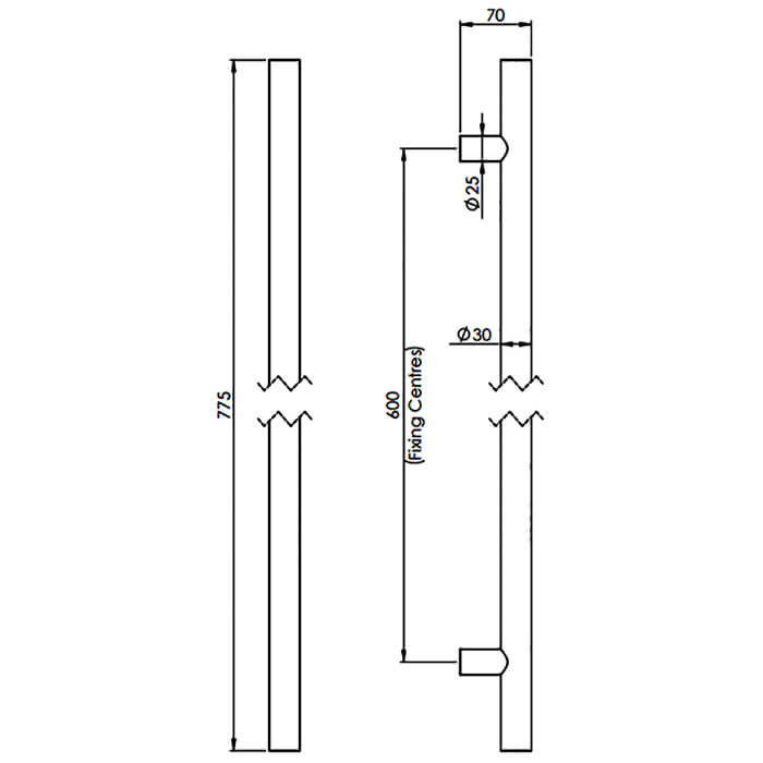 Carlisle Brass Eurospec Steelworx Straight T Pull Handle