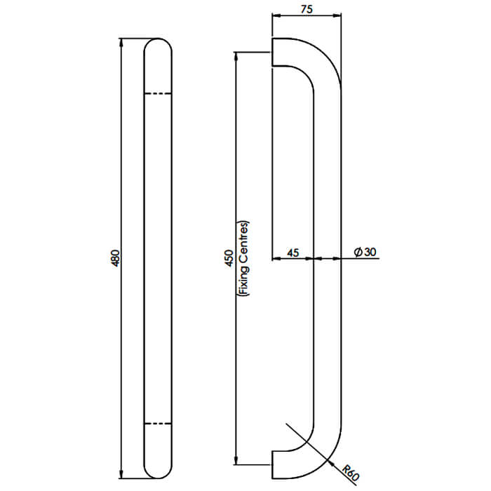 Carlisle Brass Eurospec Steelworx 30mm Heavy Duty D Pull Handle