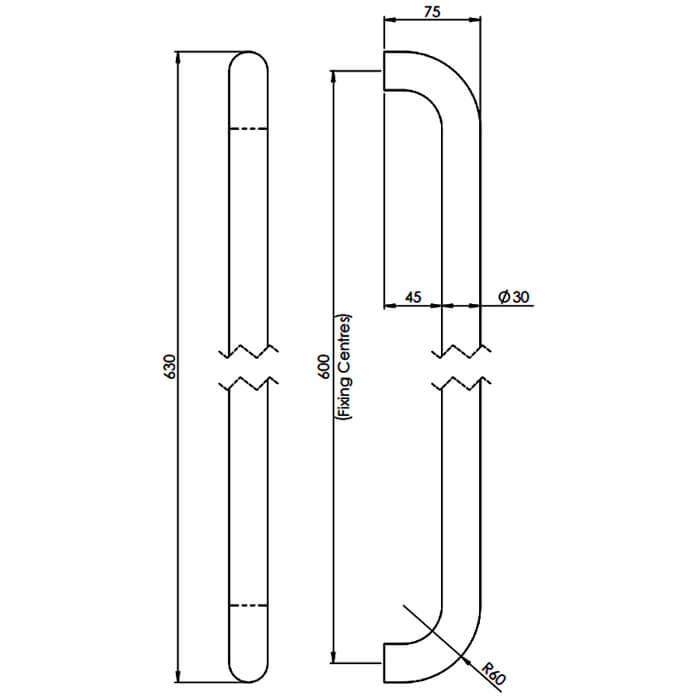 Carlisle Brass Eurospec Steelworx 30mm Heavy Duty D Pull Handle