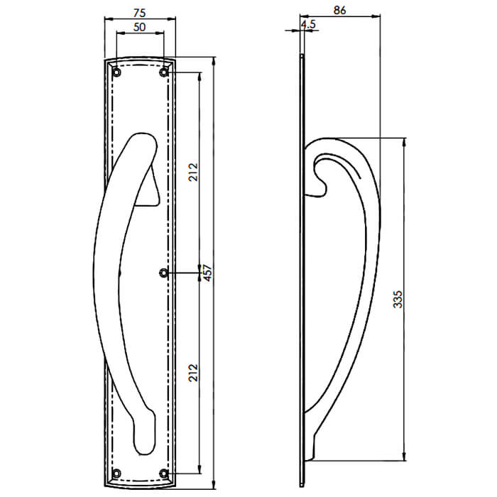 Carlisle Brass Engraved Offset Pull Handle on Large Backplate