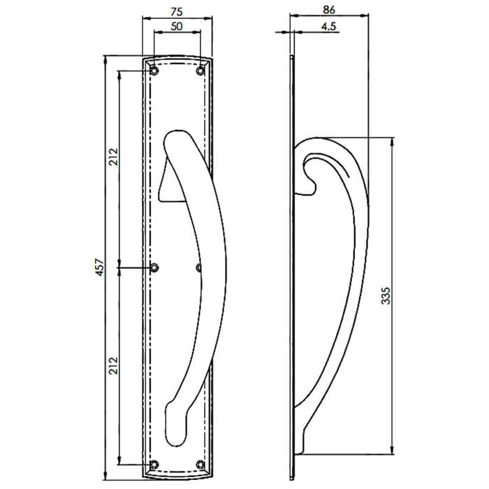 Carlisle Brass Engraved Offset Pull Handle on Large Backplate