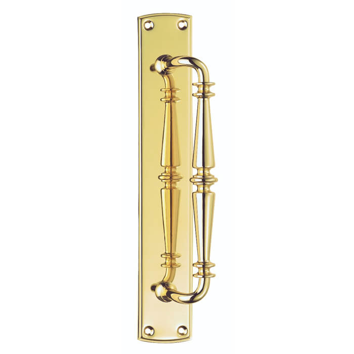 Carlisle Brass Ornate Cranked Pull Handle on Backplate