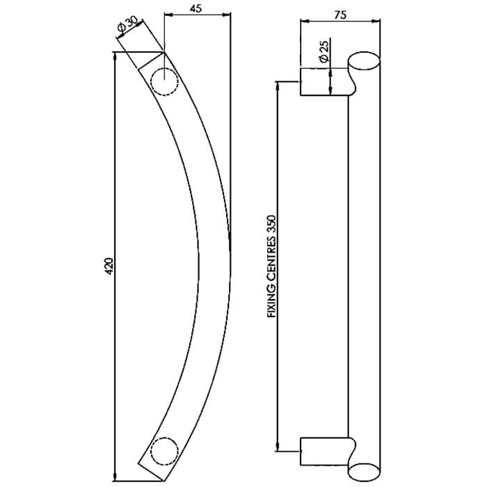 Carlisle Brass Eurospec Steelworx Curved T Pull Handle