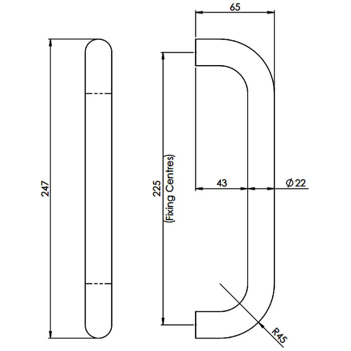 Carlisle Brass Eurospec Steelworx 22mm Tubular D Pull Handle
