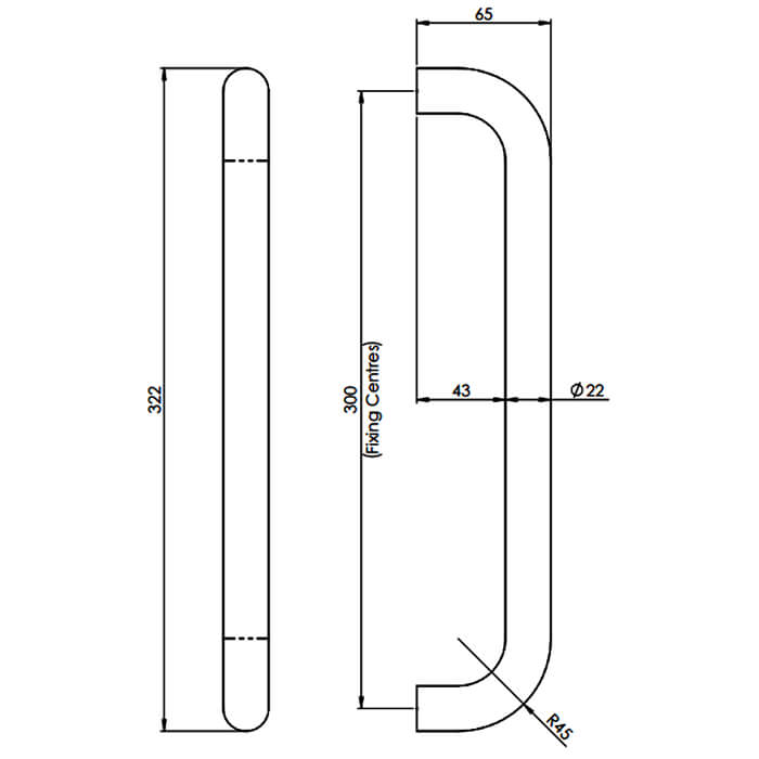 Carlisle Brass Eurospec Steelworx 22mm Tubular D Pull Handle