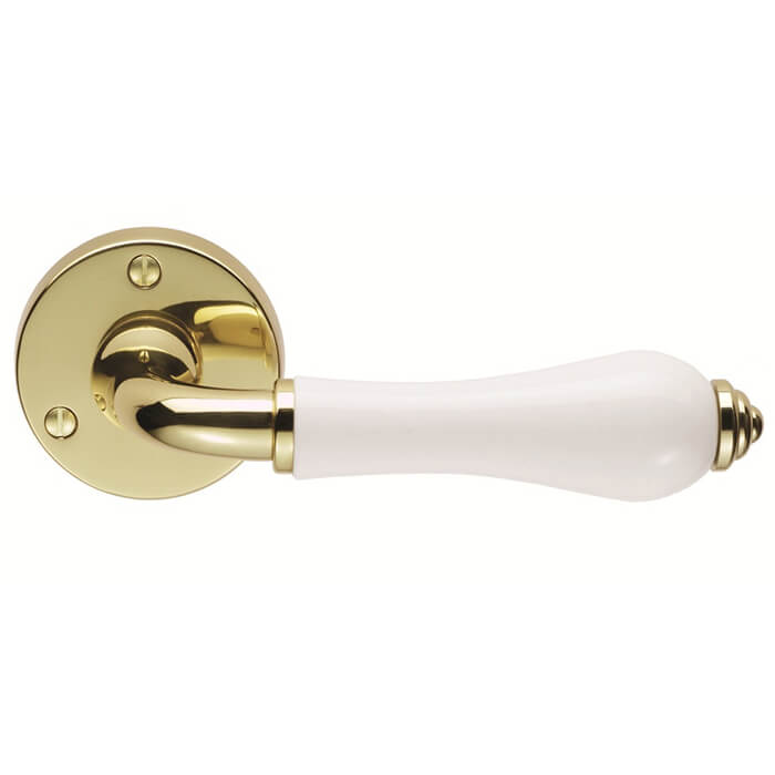 Carlisle Brass Traditional White Porcelain Lever Handle on Round Rose