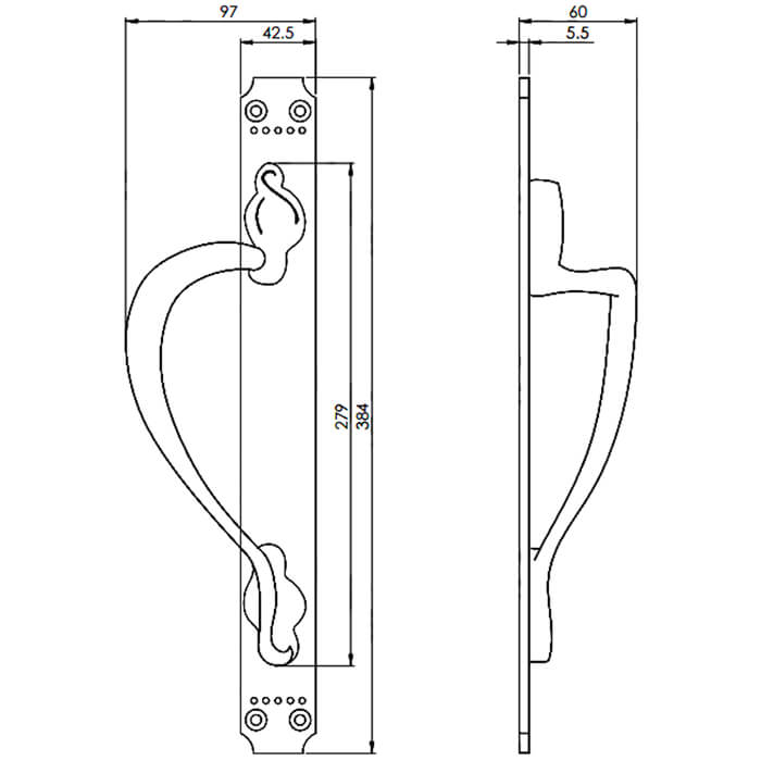 Carlisle Brass Laurin Ornate Offset Pull Handle on Backplate
