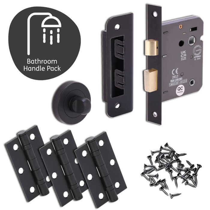 XL Joinery Tanaro Bathroom Door Handle Pack Matt Black