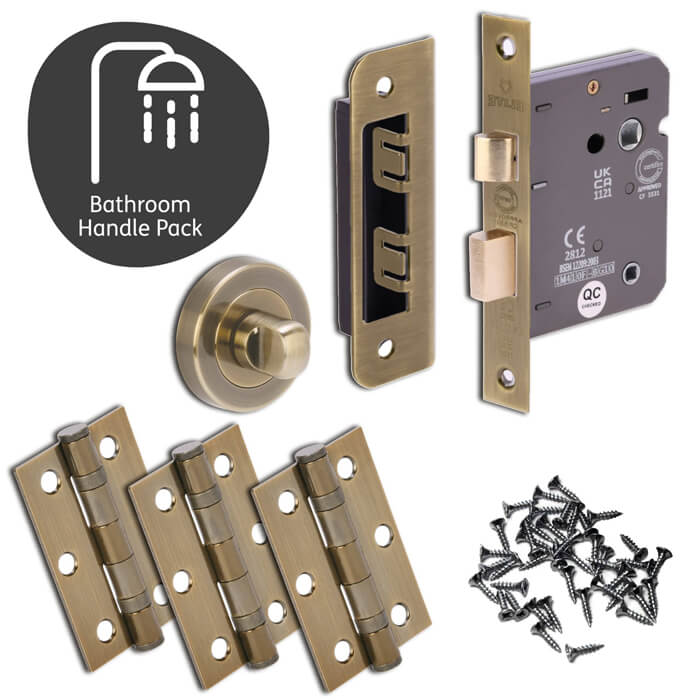 XL Joinery Oglio Bathroom Door Handle Pack - Antique Bronze
