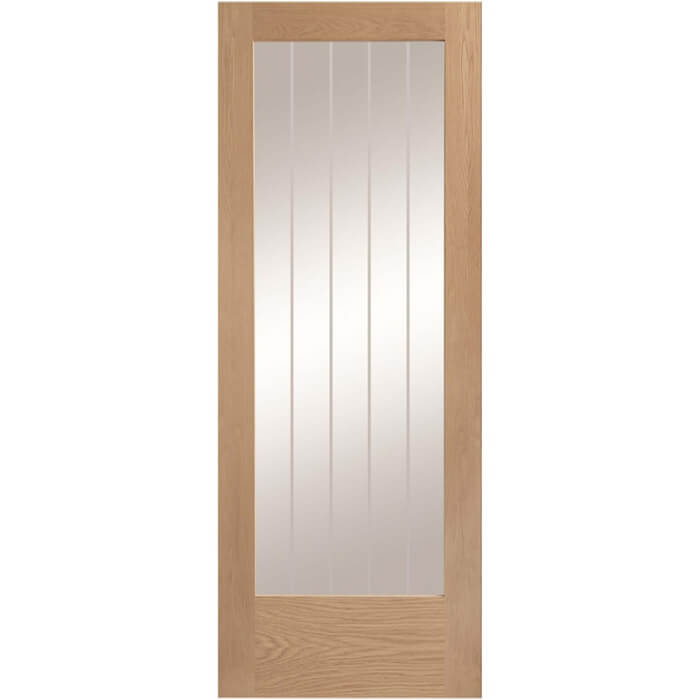 XL Joinery Suffolk Internal 1 Light Pre-Finished Oak Door with Clear Etched Glass - Various Width Available