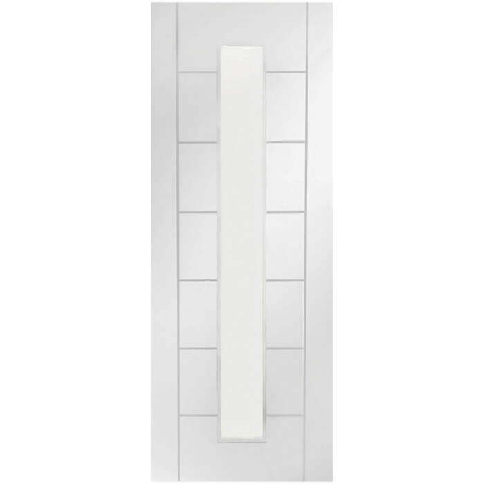 XL Joinery Palermo Internal Fire Door with 7 Panels and 1 Clear Glazed Light  - White Primed