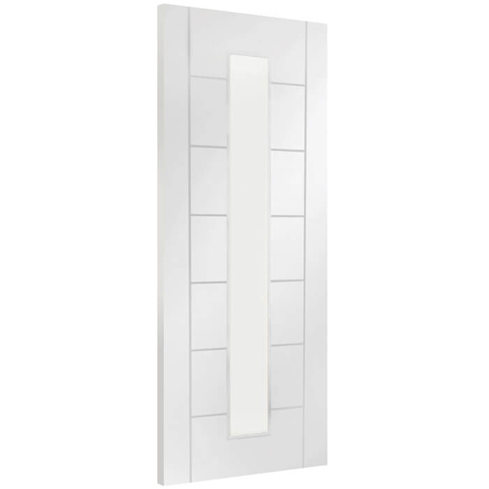 XL Joinery Palermo Internal Fire Door with 7 Panels and 1 Clear Glazed Light  - White Primed