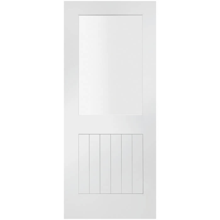 XL Joinery Suffolk Internal Fire Door with 6 Panels and 1 Clear Glazed Light  - White Primed
