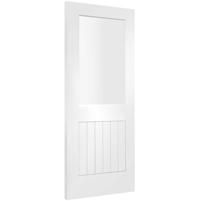 XL Joinery Suffolk Internal Fire Door with 6 Panels and 1 Clear Glazed Light  - White Primed