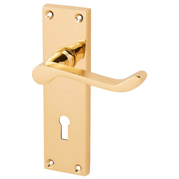 Joseph Miles Victorian Scroll Lever Handle with Lock Profile on Backplate