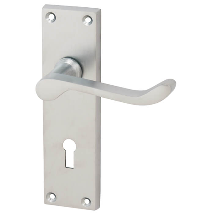 Joseph Miles Victorian Scroll Lever Handle with Lock Profile on Backplate