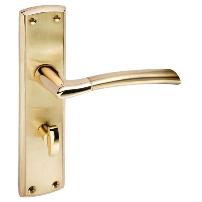 Joseph Miles Tifosi Bathroom Lever Handle with Privacy Lock on Backplate