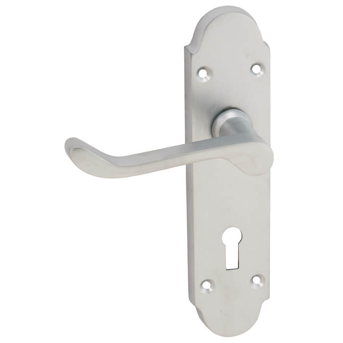 Joseph Miles Victorian Shaped Lever Handle with Lock Profile on Backplate