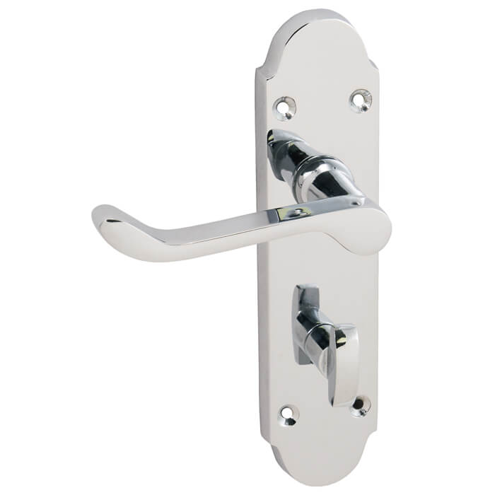 Joseph Miles Victorian Shaped Lever Handle with Privacy Lock on  Backplate - 170 x 42mm