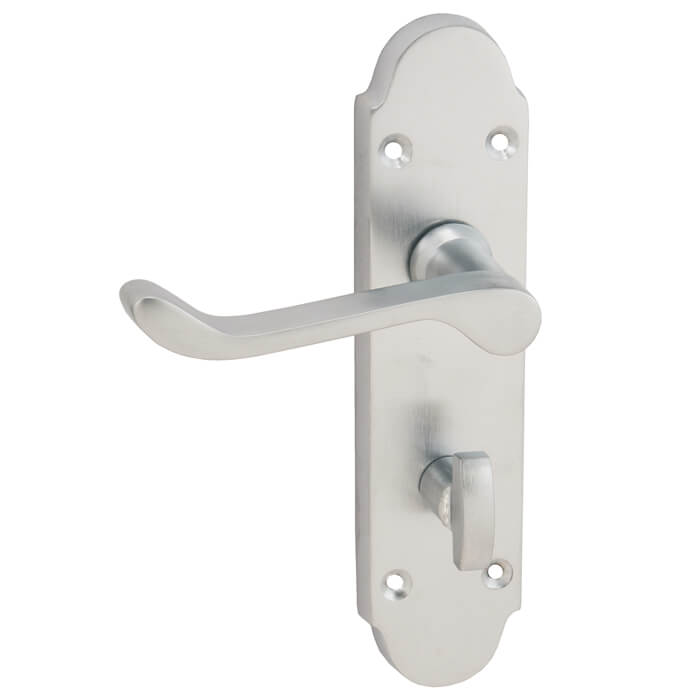 Joseph Miles Victorian Shaped Lever Handle with Privacy Lock on  Backplate - 170 x 42mm