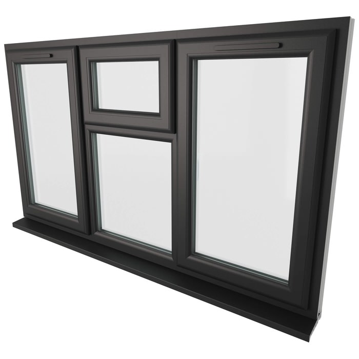 Crystal 4 Clear Glass Double Glazed uPVC Window - Black and White - Left and Right Handed