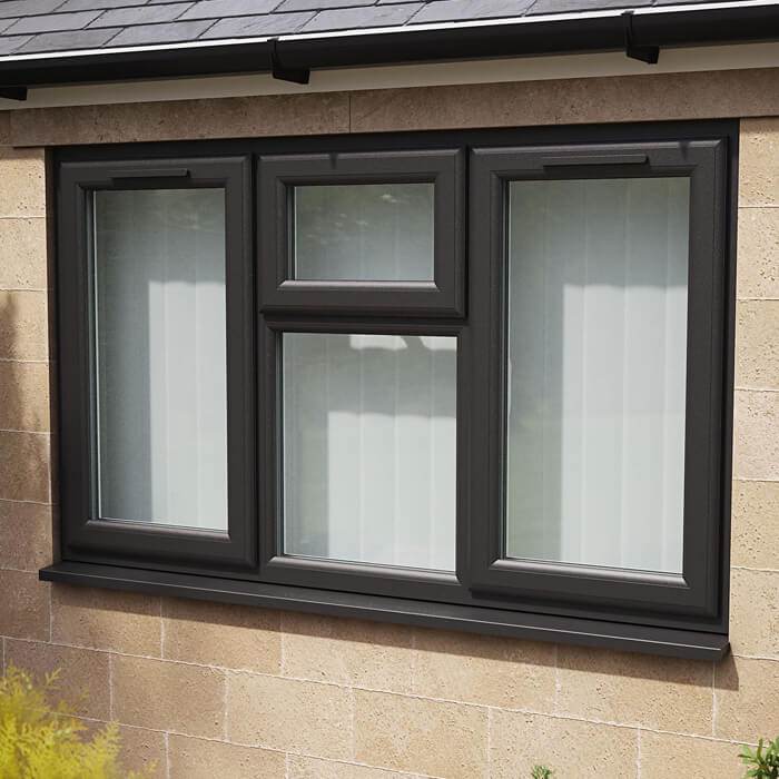 Crystal 4 Clear Glass Double Glazed uPVC Window - Black and White - Left and Right Handed