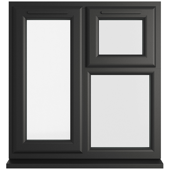 Crystal 3 Clear Glass Double Glazed uPVC Window - Black and White - Left Handed