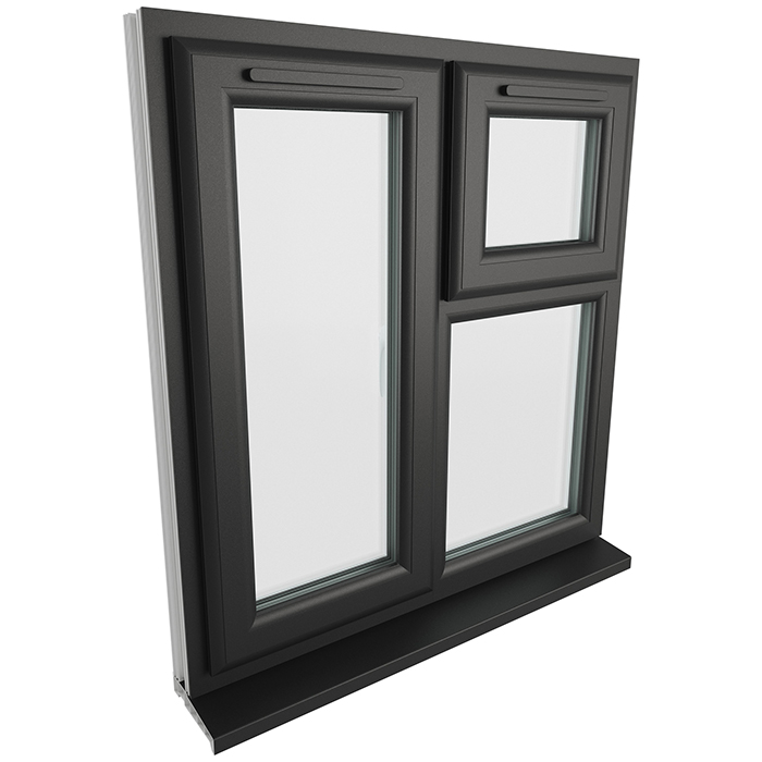 Crystal 3 Clear Glass Double Glazed uPVC Window - Black and White - Left Handed