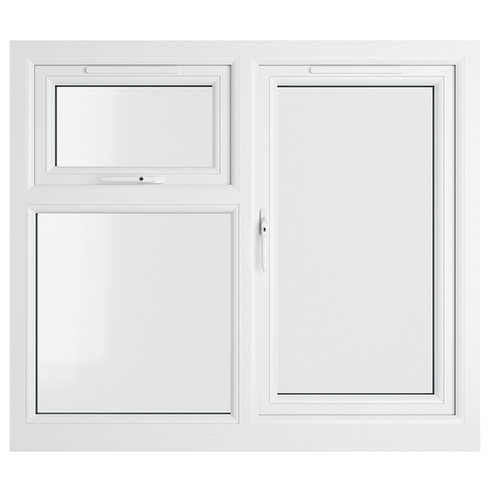 Crystal 3 Clear Glass Double Glazed uPVC Window - Black and White - Left Handed