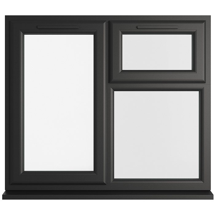 Crystal 3 Clear Glass Double Glazed uPVC Window - Black and White - Left Handed