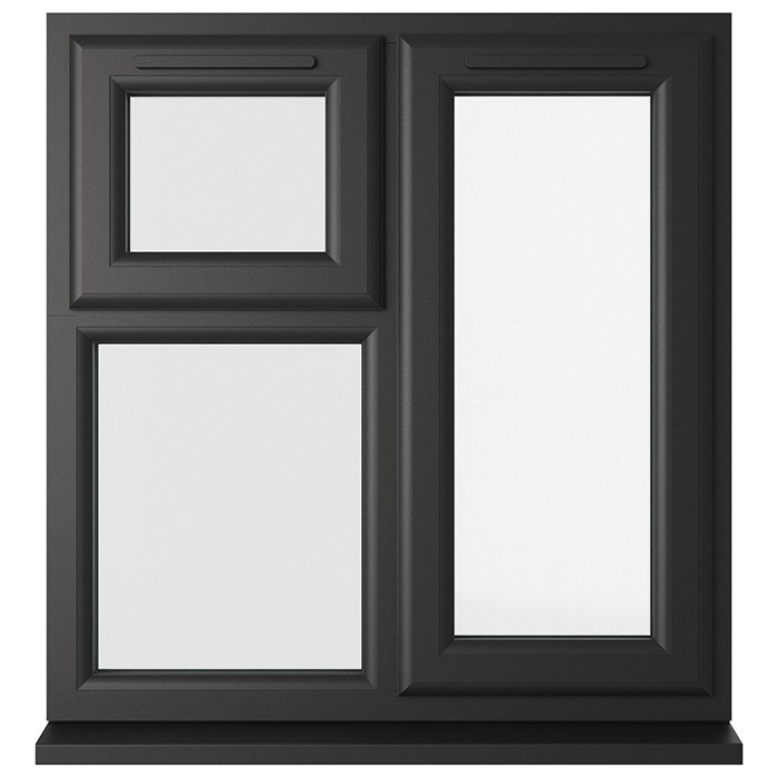 Crystal 3 Clear Glass Double Glazed uPVC Window - Black and White - Right Handed