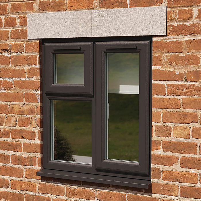 Crystal 3 Clear Glass Double Glazed uPVC Window - Black and White - Right Handed