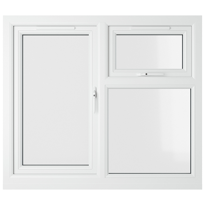 Crystal 3 Clear Glass Double Glazed uPVC Window - Black and White - Right Handed