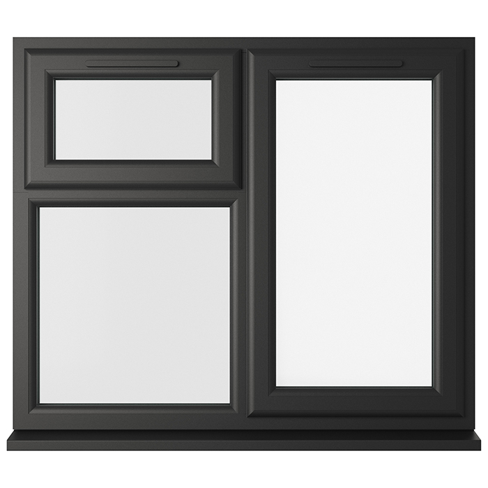 Crystal 3 Clear Glass Double Glazed uPVC Window - Black and White - Right Handed