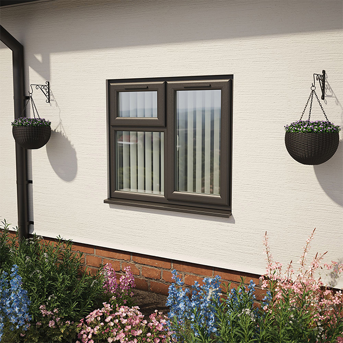 Crystal 3 Clear Glass Double Glazed uPVC Window - Black and White - Right Handed