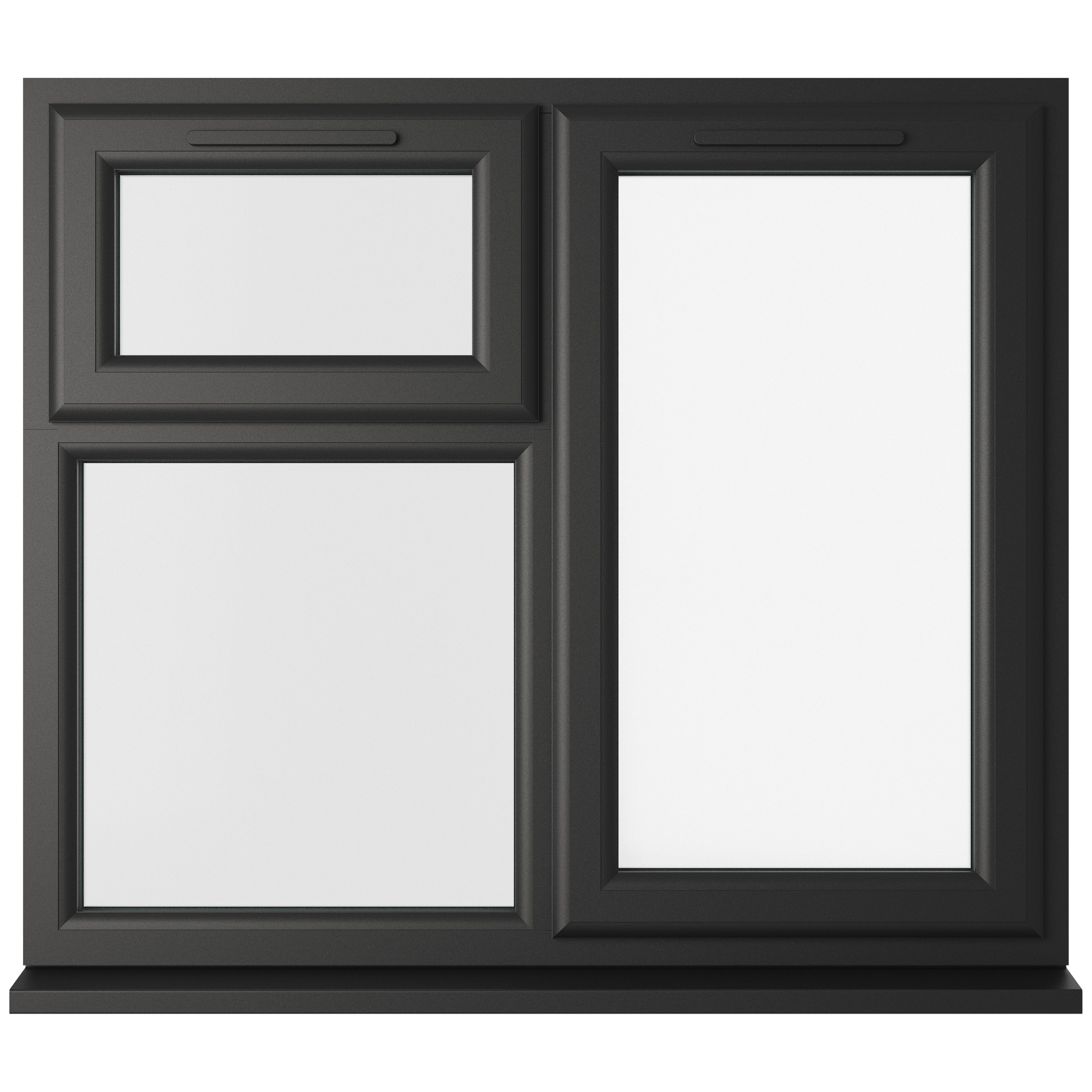 Crystal 3 Clear Glass Double Glazed uPVC Window - Black and White - Right Handed