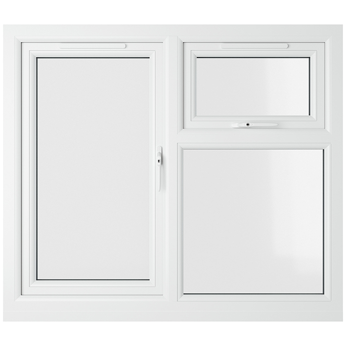 Crystal 3 Clear Glass Double Glazed uPVC Window - Black and White - Right Handed