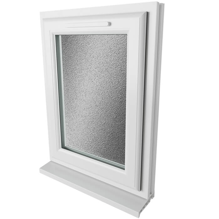 Crystal 1 Obscure Glass Double Glazed uPVC Window - White - Right Handed